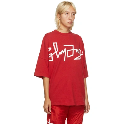 Shop Palm Angels Red Desert Logo Oversized T-shirt