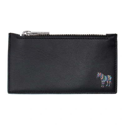 Shop Ps By Paul Smith Black And Blue Zebra Zip Wallet In Black 78
