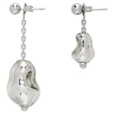 Shop Lemaire Silver Pearl Asymmetrical Earrings In 927 Silver