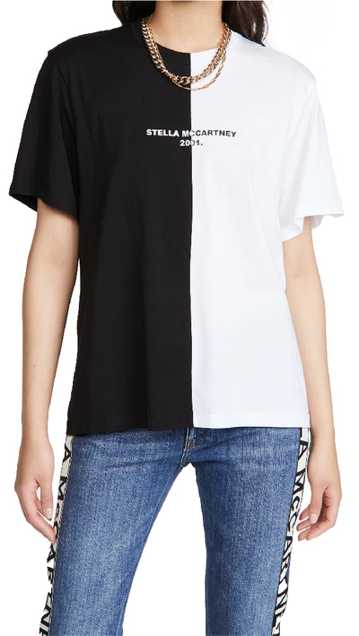 Shop Stella Mccartney Half Half Logo Tee In Pure Black/white