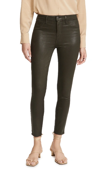 Shop L Agence Margot High Rise Coated Skinny Jeans In Army Coated