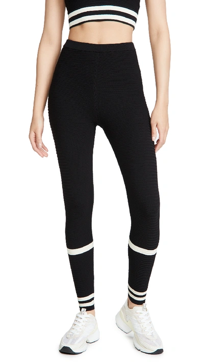 Shop Adam Selman Sport Rib Knit Leggings In Black/oatmeal