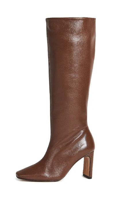 Shop Souliers Martinez Enero Leather 70mm Boots In Chocolate