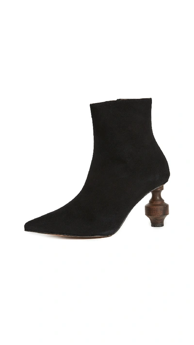 Shop Souliers Martinez Viernes Suede 80 Booties In Black Suede