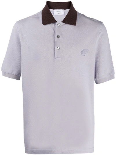 Shop Ferragamo Logo Patch Polo Shirt In Purple