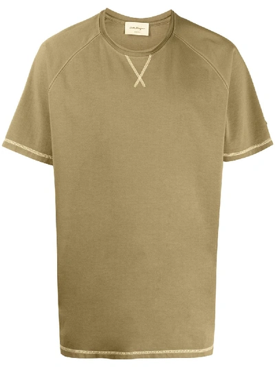 Shop Ferragamo Stitching-detail Crew-neck T-shirt In Green