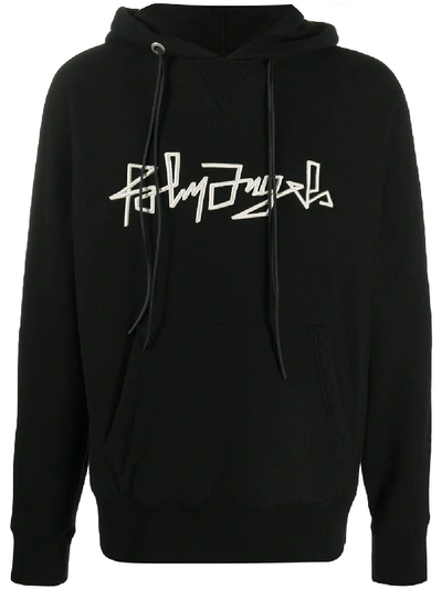 Shop Palm Angels Embroidered-logo Hoodie In Black