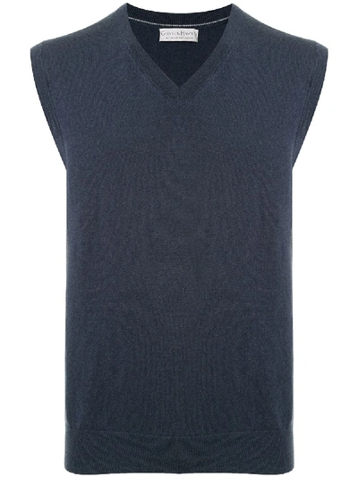 Shop Gieves & Hawkes V-neck Cashmere Vest In Blue