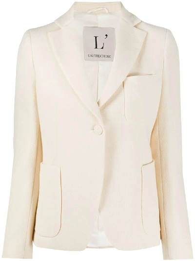 L'autre Chose Wool Crepe Single-breasted Jacket In Cream Color In Neutrals