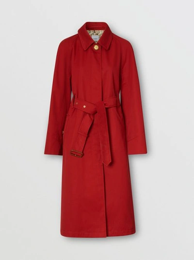 Shop Burberry Tropical Gabardine Belted Car Coat In Dark Carmine