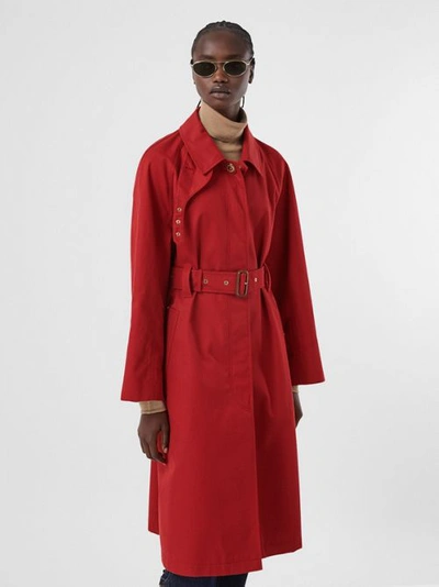 Shop Burberry Tropical Gabardine Belted Car Coat In Dark Carmine