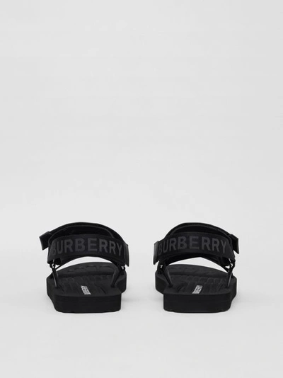 Shop Burberry Logo Jacquard Sandals In Black