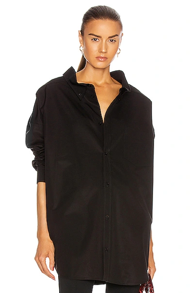 Shop Balenciaga Long Sleeve Swing Shirt In Black