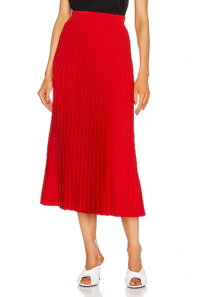 Shop Balenciaga Pleated Midi Skirt In Red & Black