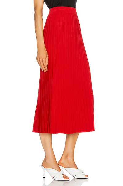 Shop Balenciaga Pleated Midi Skirt In Red & Black