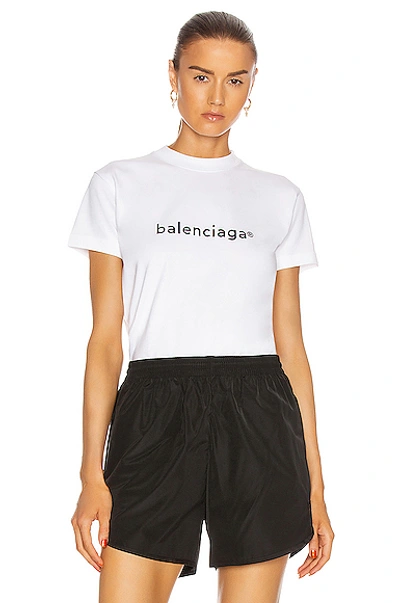 Shop Balenciaga Small Fit T Shirt In White & Black