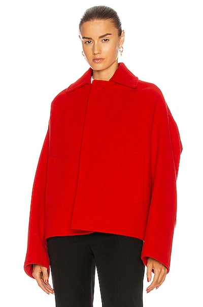 Shop Balenciaga Upside Down Peacoat In Red