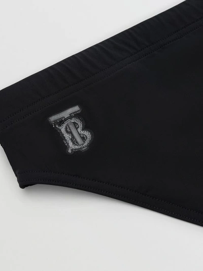 Shop Burberry Monogram Motif Drawcord Swim Briefs In Black