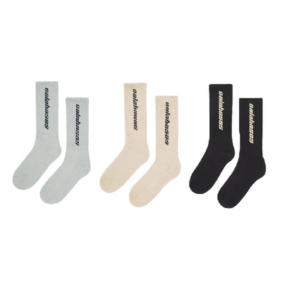 Pre-owned Yeezy Calabasas Socks (3 Pack) Core/glacier/sand