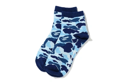 Pre-owned Bape Abc Camo Ankle Socks (ss20) Blue