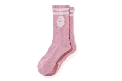 Pre-owned Bape  Ape Head Socks (fw19) Pink