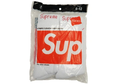 Pre-owned Supreme Hanes Crew Socks (4 Pack) White