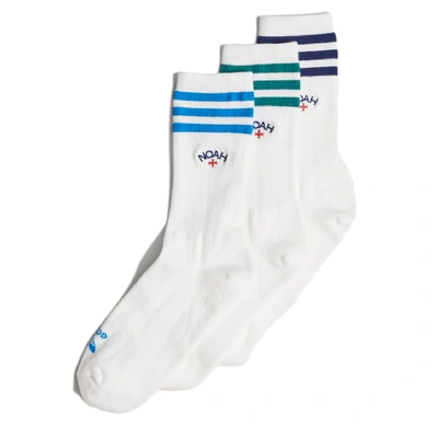 Pre-owned Noah X Adidas Originals Crew Socks (3 Pair) White/multicolor