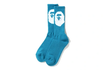 Pre-owned Bape  Big Ape Head Socks Blue
