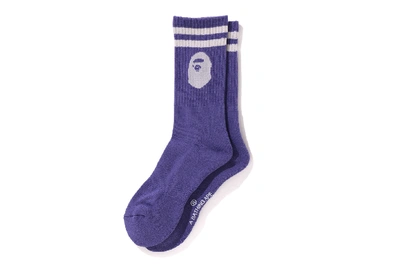 Pre-owned Bape  Ape Head Socks (fw19) Purple