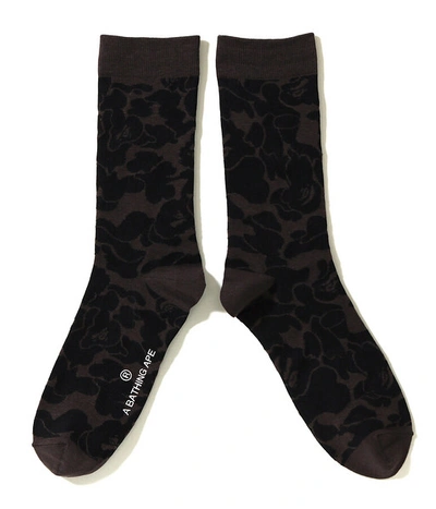 Pre-owned Bape  Solid Camo Jacquard Socks Black