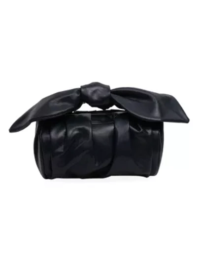 Shop Rejina Pyo Nane Knotted Leather Barrel Bag In Navy