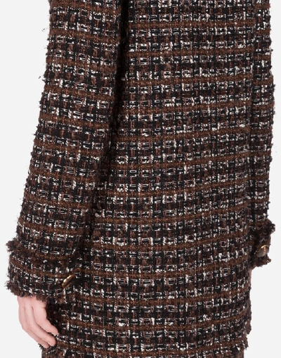 Shop Dolce & Gabbana Short Jacket In Tweed With Horn Buttons