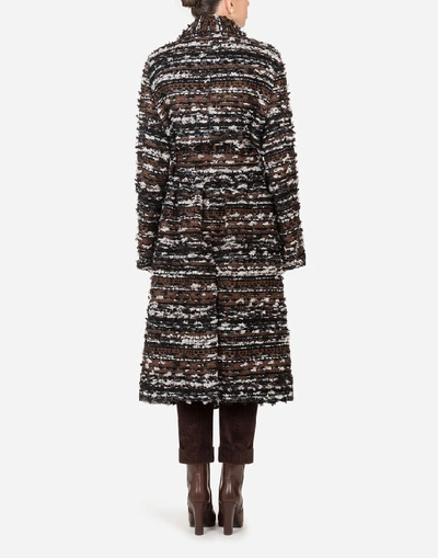 Shop Dolce & Gabbana Robe-style Jacket In Tweed With Belt