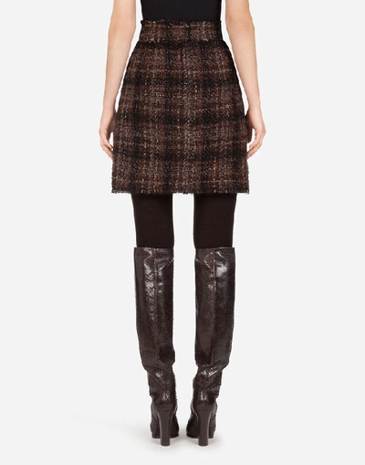 Shop Dolce & Gabbana Short Skirt In Tartan Tweed In Multicolor