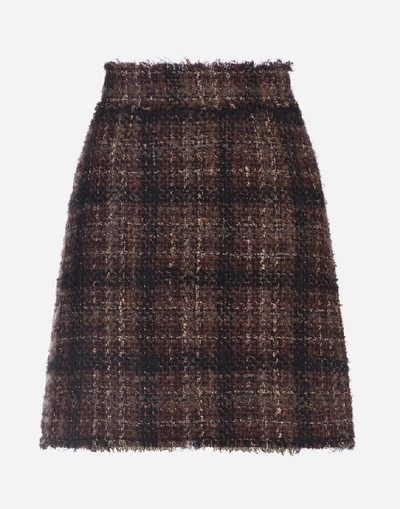 Shop Dolce & Gabbana Short Skirt In Tartan Tweed In Multicolor