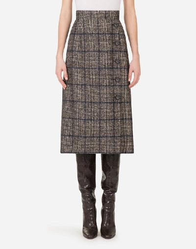 Shop Dolce & Gabbana Longuette Wrap Skirt In Checked Tartan