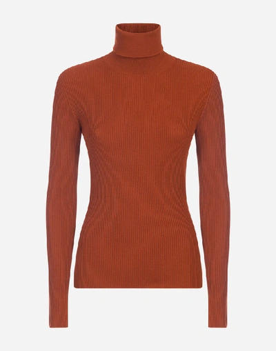 Shop Dolce & Gabbana High Neck Sweater In Ribbed Wool