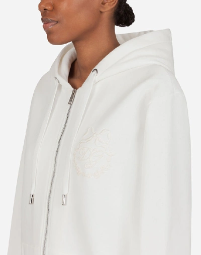 Shop Dolce & Gabbana Jersey Hoodie With Embroidery