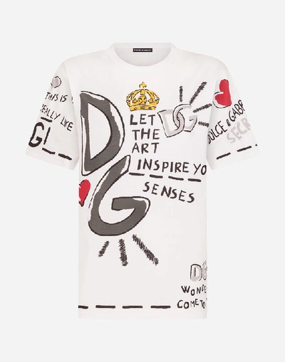 Shop Dolce & Gabbana Short-sleeved Printed Jersey T-shirt