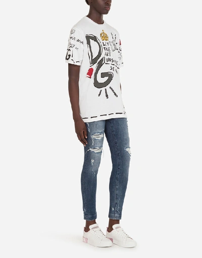 Shop Dolce & Gabbana Short-sleeved Printed Jersey T-shirt