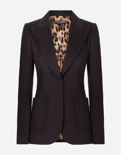 Shop Dolce & Gabbana Single-breasted Cashmere Jacket In Brown