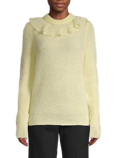 Shop Miu Miu Ruffle-trim Sweater In Yellow