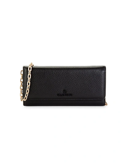 Shop Valentino By Mario Valentino Juniper Dollaro Leather Chain Wallet In Black