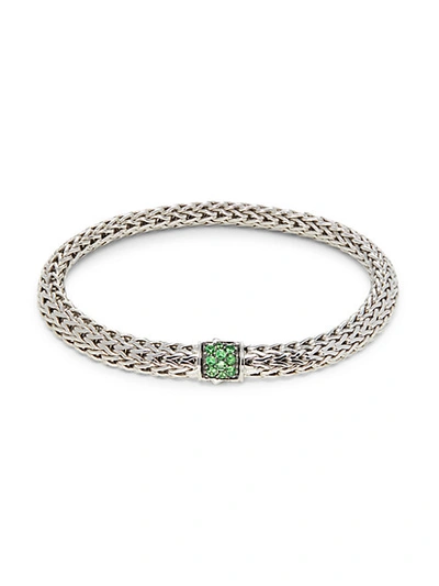 Shop John Hardy Sterling Silver & Tsavorite Braided Chain Bracelet