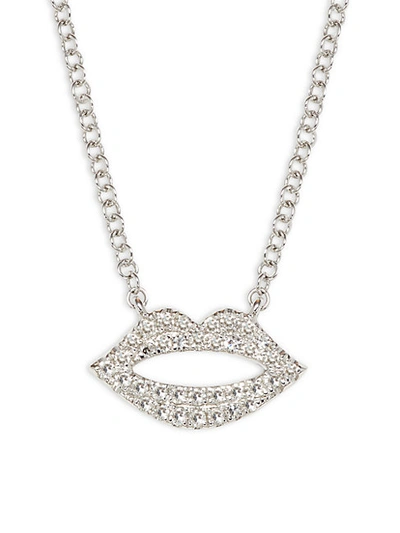 Shop Saks Fifth Avenue 14k White Gold & Diamond Lips Pendant Necklace