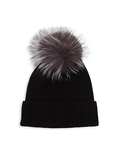Shop Amicale Cashmere & Fox Fur Hat In Black