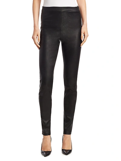 Shop Saks Fifth Avenue Women's Collection Leather Leggings In Black