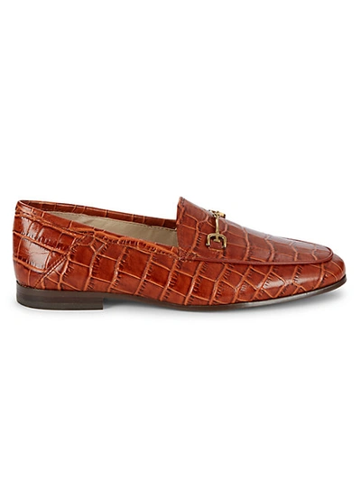 Shop Sam Edelman Loraine Croc-embossed Leather Bit Loafers In Brown