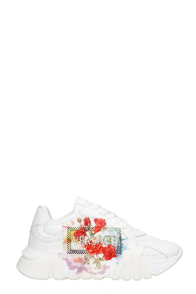 Shop Versace Sneakers In White Leather