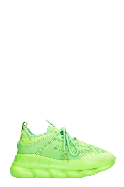 Versace Chain Reaction Sneakers In Green Synthetic Fibers